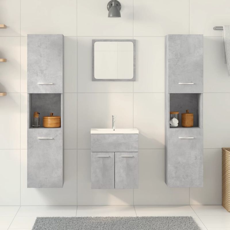 Casa si Gradina - Mobilier - Seturi de mobilier - Seturi baie - Set mobilier de baie, 5 piese, gri beton, lemn prelucrat - Infinity.ro