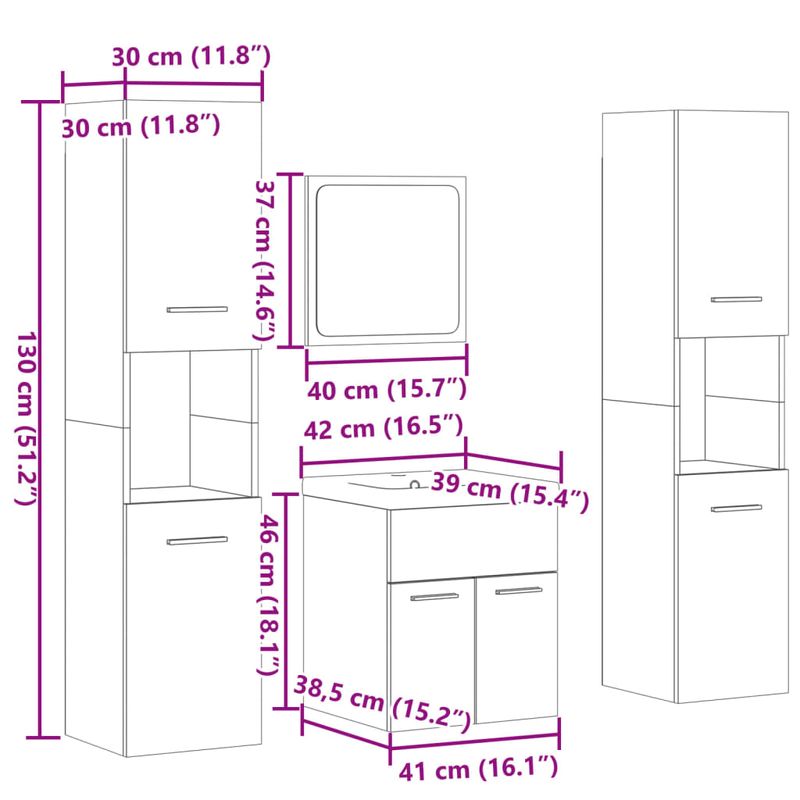 Casa si Gradina - Mobilier - Seturi de mobilier - Seturi baie - Set mobilier de baie, 5 piese, gri beton, lemn prelucrat - Infinity.ro