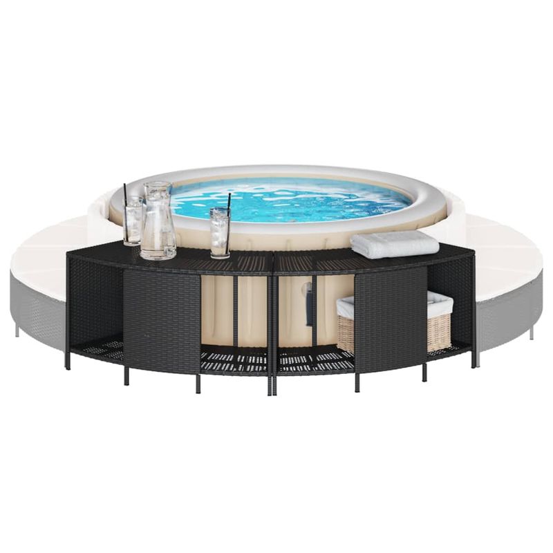 Casa si Gradina - Gradina si terasa - Piscine si accesorii - Accesorii piscine - Rafturi de depozitare pentru spa, 2 buc., negru, poliratan - Infinity.ro