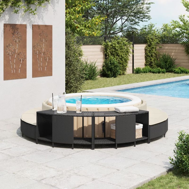 Casa si Gradina - Gradina si terasa - Piscine si accesorii - Accesorii piscine - Rafturi de depozitare pentru spa, 2 buc., negru, poliratan - Infinity.ro