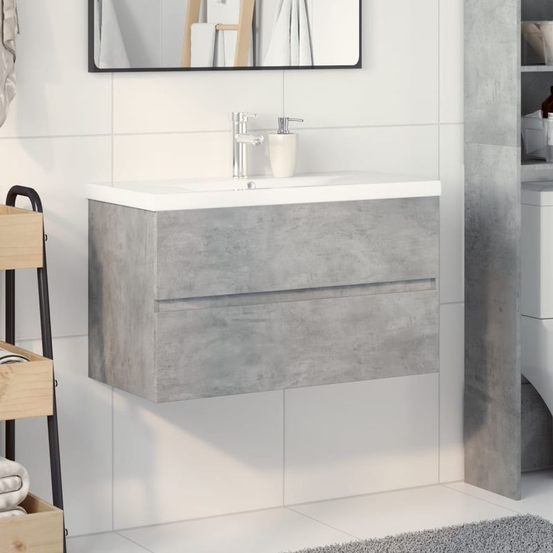 Casa si Gradina - Mobilier - Seturi de mobilier - Seturi baie - Set mobilier de baie, 2 piese, gri beton, lemn compozit - Infinity.ro