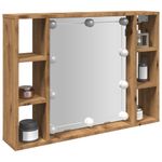 Casa si Gradina - Mobilier - Dulapuri si sifoniere - Dulapuri - Dulap cu oglinda si LED stejar artizanal 76x15x55 cm, lemn - Infinity.ro
