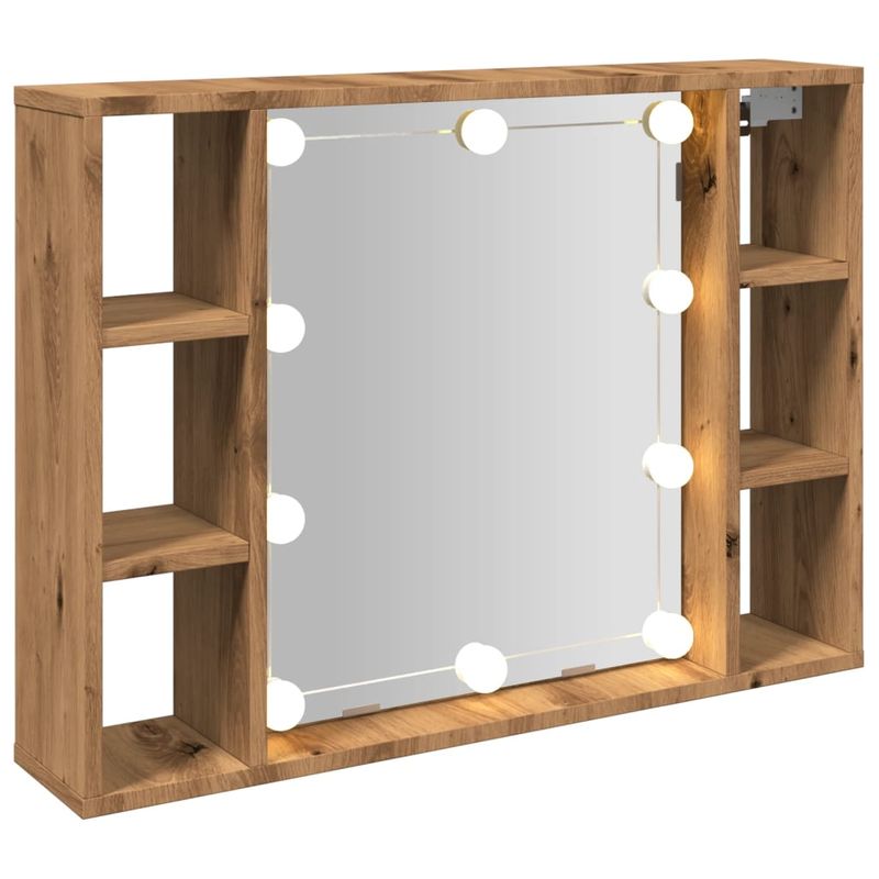 Casa si Gradina - Mobilier - Dulapuri si sifoniere - Dulapuri - Dulap cu oglinda si LED stejar artizanal 76x15x55 cm, lemn - Infinity.ro