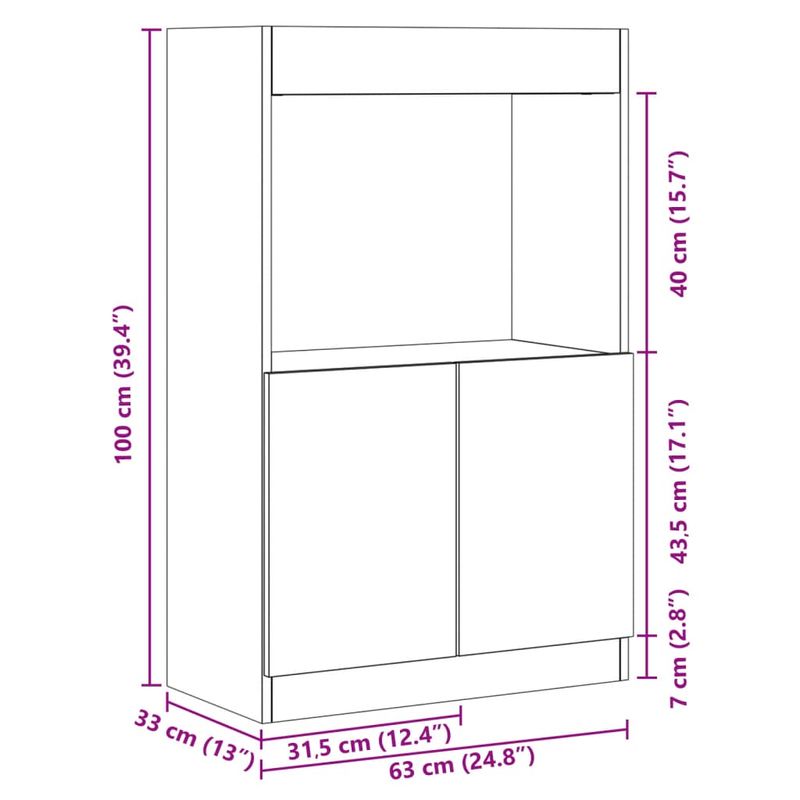 Casa si Gradina - Mobilier - Biblioteci si rafturi - Biblioteci - Dulap inalt, gri sonoma, 63x33x100 cm, lemn prelucrat - Infinity.ro