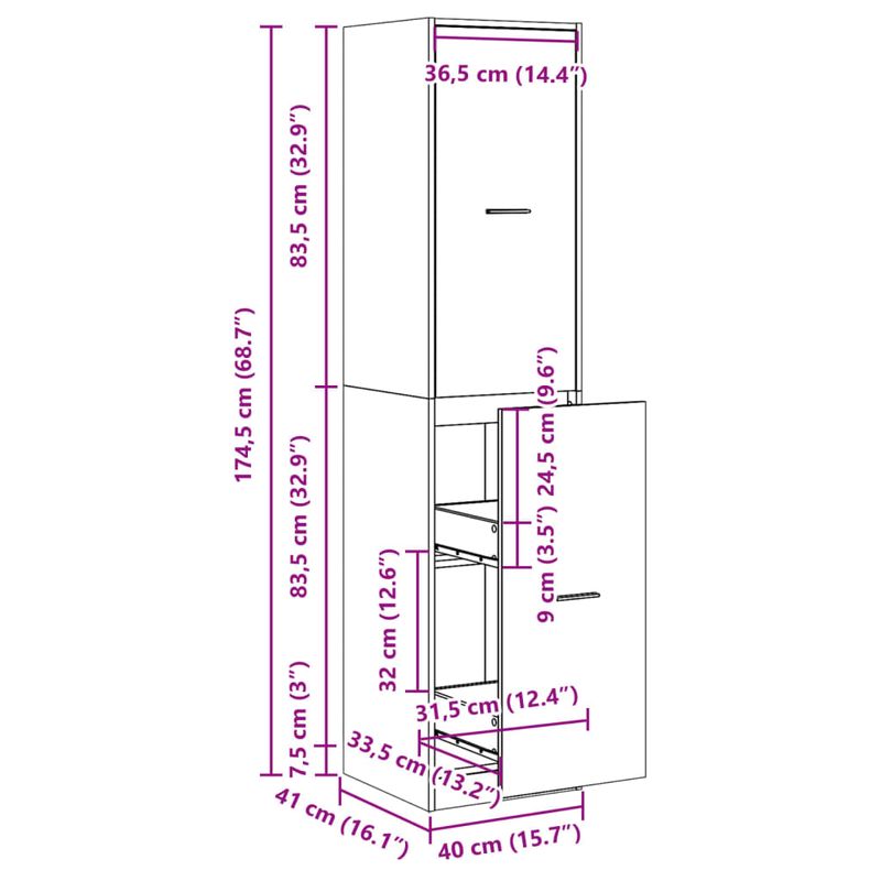 Casa si Gradina - Mobilier - Dulapuri si sifoniere - Dulapuri - Dulap de farmacie stejar fumuriu, 40x41x174,5cm, lemn prelucrat - Infinity.ro