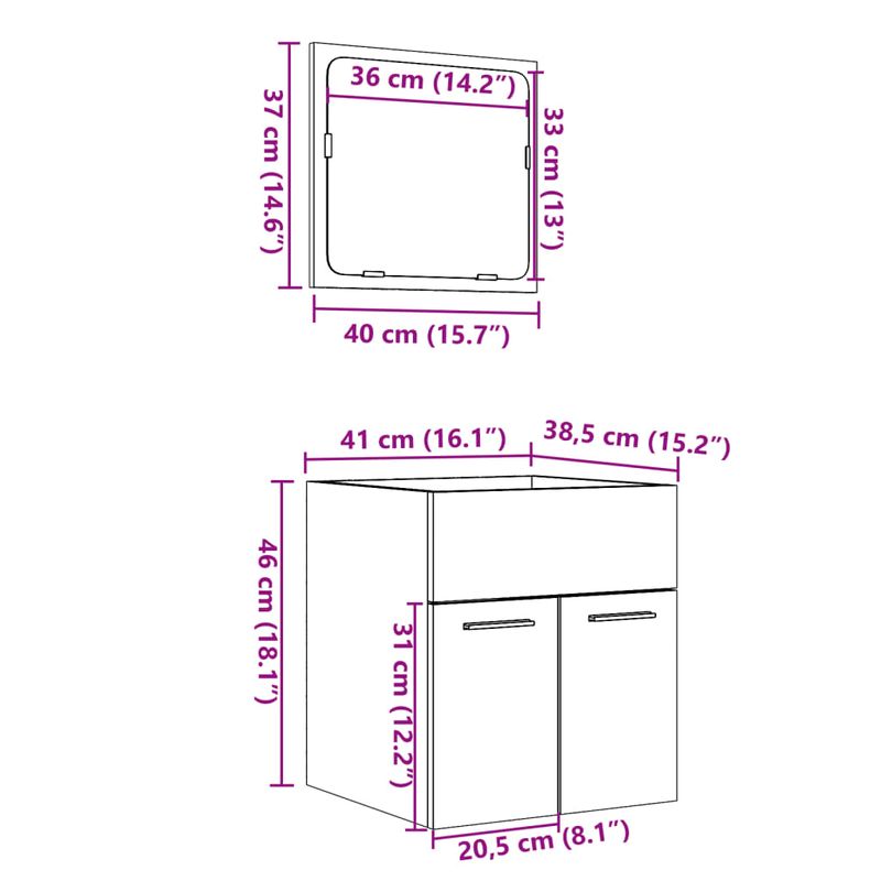 Casa si Gradina - Mobilier - Seturi de mobilier - Seturi baie - Set mobilier de baie, 2 piese, gri beton, lemn compozit - Infinity.ro