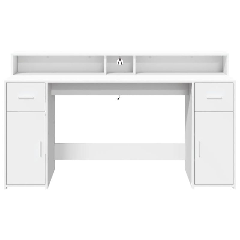 Casa si Gradina - Mobilier - Mese si birouri - Birouri - Birou cu lumini LED, alb, 160x55x91 cm, lemn prelucrat - Infinity.ro