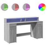 Casa si Gradina - Mobilier - Mese si birouri - Birouri - Birou cu lumini LED, gri sonoma, 160x55x91 cm, lemn prelucrat - Infinity.ro