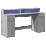 Casa si Gradina - Mobilier - Mese si birouri - Birouri - Birou cu lumini LED, gri sonoma, 160x55x91 cm, lemn prelucrat - Infinity.ro