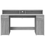 Casa si Gradina - Mobilier - Mese si birouri - Birouri - Birou cu lumini LED, gri sonoma, 160x55x91 cm, lemn prelucrat - Infinity.ro