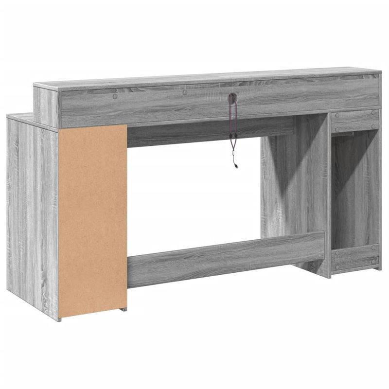 Casa si Gradina - Mobilier - Mese si birouri - Birouri - Birou cu lumini LED, gri sonoma, 160x55x91 cm, lemn prelucrat - Infinity.ro