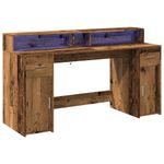 Casa si Gradina - Mobilier - Mese si birouri - Birouri - Birou cu lumini LED, lemn vechi, 160x55x91 cm, lemn prelucrat - Infinity.ro