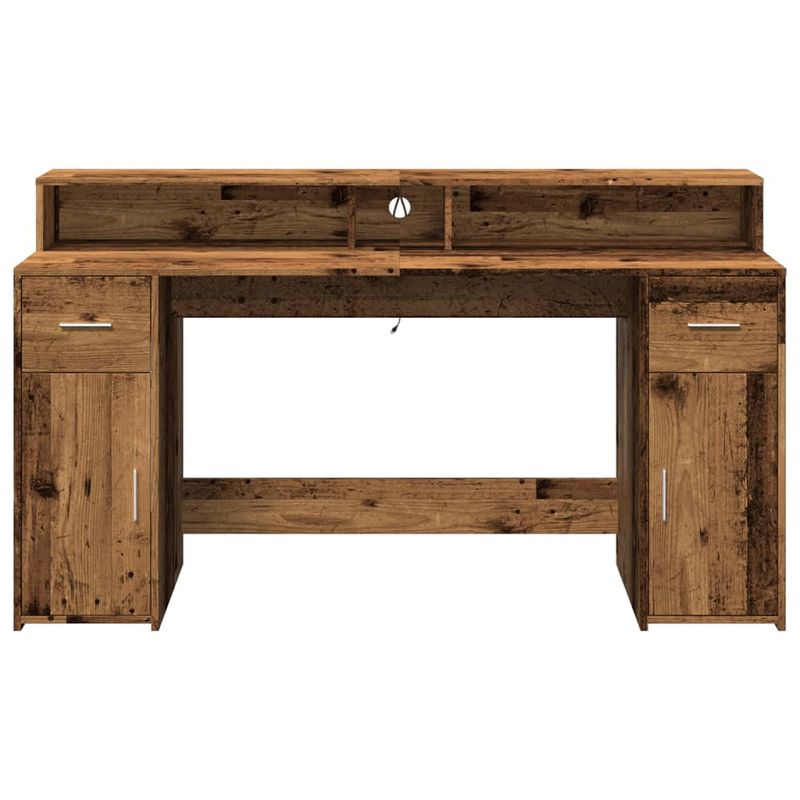 Casa si Gradina - Mobilier - Mese si birouri - Birouri - Birou cu lumini LED, lemn vechi, 160x55x91 cm, lemn prelucrat - Infinity.ro
