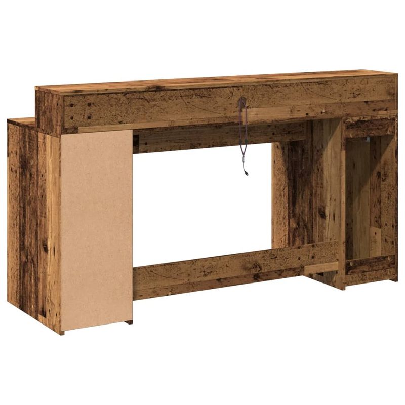 Casa si Gradina - Mobilier - Mese si birouri - Birouri - Birou cu lumini LED, lemn vechi, 160x55x91 cm, lemn prelucrat - Infinity.ro