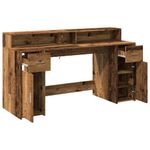 Casa si Gradina - Mobilier - Mese si birouri - Birouri - Birou cu lumini LED, lemn vechi, 160x55x91 cm, lemn prelucrat - Infinity.ro