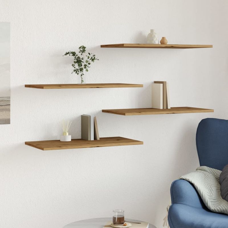 Casa si Gradina - Mobilier - Biblioteci si rafturi - Rafturi - Rafturi de perete, 4 buc., stejar artizanal, 60x30x1,5 cm, lemn - Infinity.ro