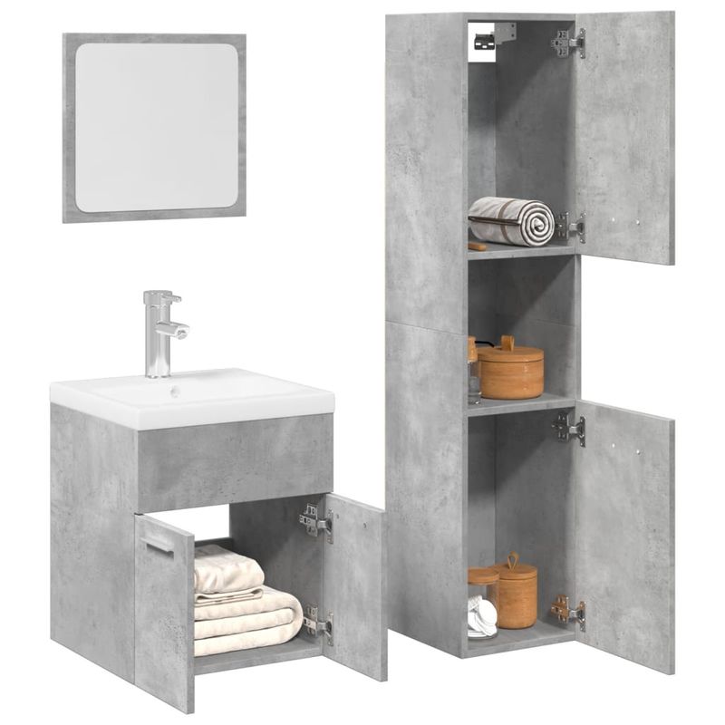 Casa si Gradina - Mobilier - Seturi de mobilier - Seturi baie - Set mobilier de baie, 4 piese, gri beton, lemn compozit - Infinity.ro