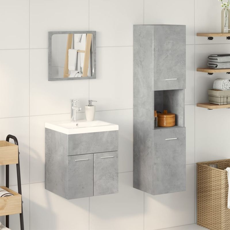 Casa si Gradina - Mobilier - Seturi de mobilier - Seturi baie - Set mobilier de baie, 4 piese, gri beton, lemn compozit - Infinity.ro