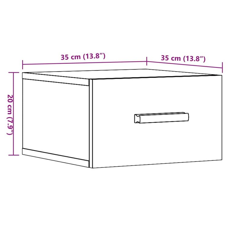 Casa si Gradina - Mobilier - Comode si corpuri - Noptiere - Noptiera de perete, lemn vechi, 35x35x20 cm - Infinity.ro
