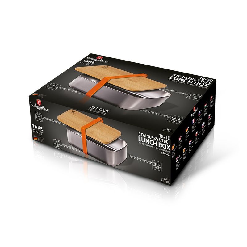 Casa si Gradina - Bucatarie si vesela - Organizare si depozitare bucatarie - Cutii alimentare - Cutie de alimente 1500 ML, cu capac din bambus, oțel inoxidabil, Berlinger Haus, BH 7207 - Infinity.ro
