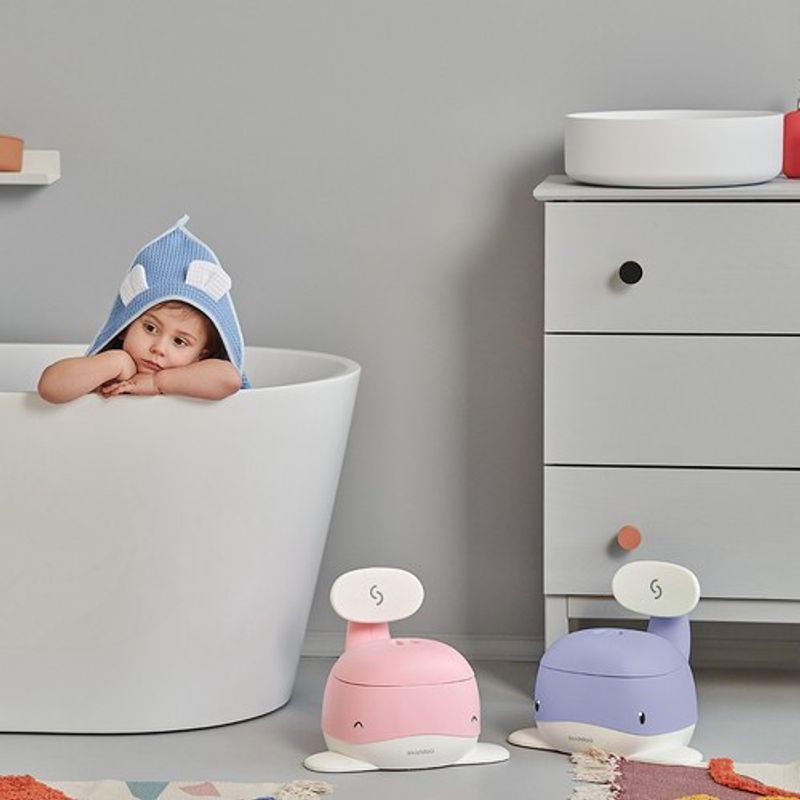 Jucarii, Copii si Bebe - Igiena si ingrijire - Baia bebelusului - Olite si reductoare WC - Olita pentru copii, Pottili, Skiddou, balenuta, cu capac, Liliac bloom, Lavanda - Infinity.ro