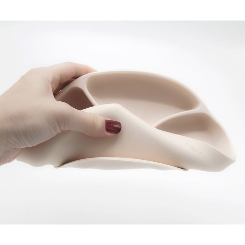 Jucarii, Copii si Bebe - Hrana si alaptare - Biberoane, suzete si accesorii hranire - Articole hranire bebelusi - Farfurie din silicon cu 3 compartimente pentru auto-diversificare BabyJem (Culoare: Gri) - Infinity.ro