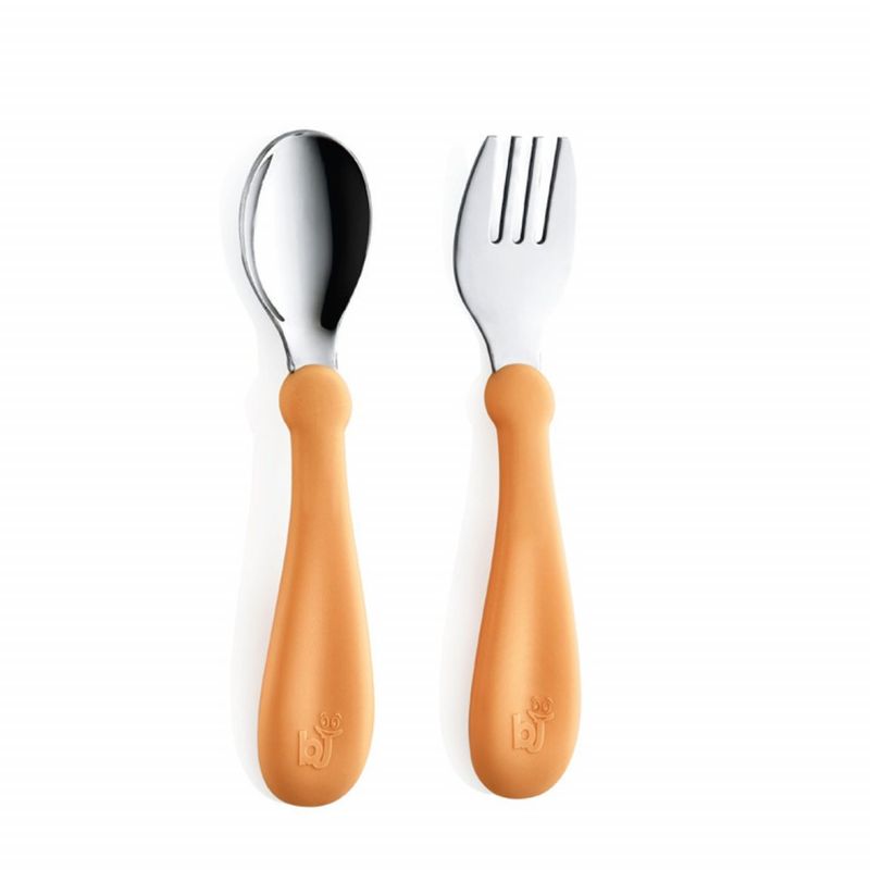 Jucarii, Copii si Bebe - Hrana si alaptare - Biberoane, suzete si accesorii hranire - Articole hranire bebelusi - Set tacamuri din inox pentru copii BabyJem (Culoare: Portocaliu) - Infinity.ro