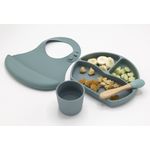 Jucarii, Copii si Bebe - Hrana si alaptare - Biberoane, suzete si accesorii hranire - Articole hranire bebelusi - Set diversificare 4 piese din silicon BabyJem: bavetica, farfurie, lingurita si pahar (Culoare: Latte) - Infinity.ro