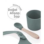 Jucarii, Copii si Bebe - Hrana si alaptare - Biberoane, suzete si accesorii hranire - Articole hranire bebelusi - Set diversificare 4 piese din silicon BabyJem: bavetica, farfurie, lingurita si pahar (Culoare: Ecru) - Infinity.ro