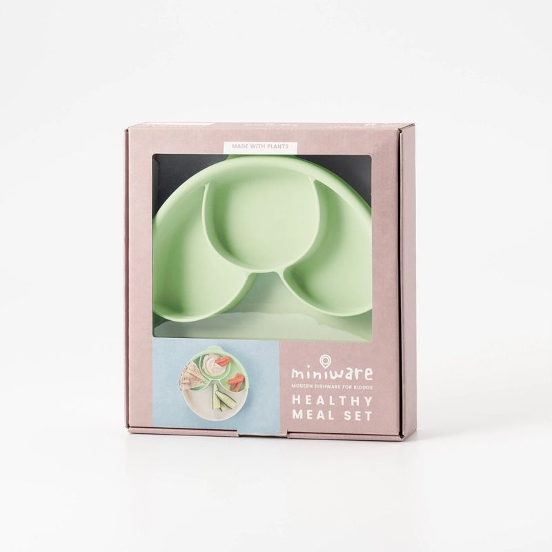 Jucarii, Copii si Bebe - Hrana si alaptare - Biberoane, suzete si accesorii hranire - Articole hranire bebelusi - Set diversificare hrana bebelusi Miniware Healthy Meal, 100% din materiale naturale biodegradabile, 3 piese, Keylime - Infinity.ro