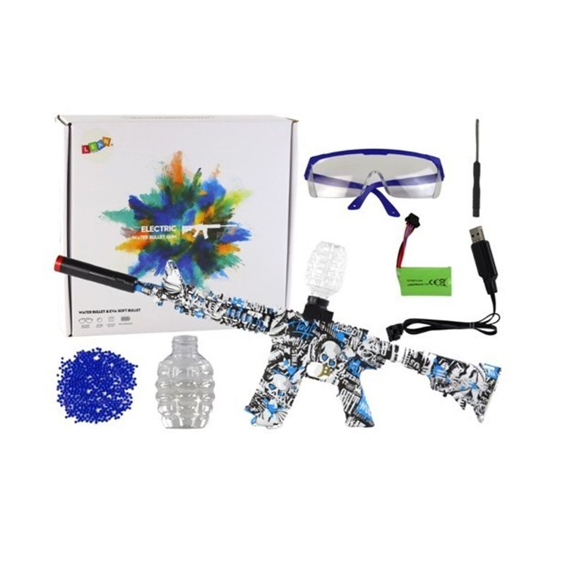 Jucarii, Copii si Bebe - Jucarii si jocuri - Jucarii de rol - Arme de jucarie - Set pusca electrica cu acumulator si accesorii, model grafiti 17351 - Infinity.ro