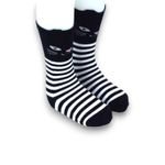 Fashion, accesorii si bijuterii - Copii - Lenjerie si pijamale copii - Sosete si dresuri copii - Sosete lungi cu dungulite si pisici pentru copii, negru 11 ani - Infinity.ro