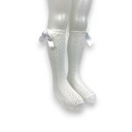 Fashion, accesorii si bijuterii - Copii - Lenjerie si pijamale copii - Sosete si dresuri copii - Sosete lungi monocrome cu fundite pentru copii, alb 2-3 ani - Infinity.ro