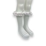 Fashion, accesorii si bijuterii - Copii - Lenjerie si pijamale copii - Sosete si dresuri copii - Sosete cu volanase tulle si dungi transparente pentru copii, alb 6-7 ani - Infinity.ro