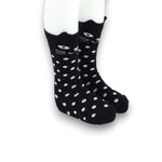 Fashion, accesorii si bijuterii - Copii - Lenjerie si pijamale copii - Sosete si dresuri copii - Sosete lungi cu model pisica negara cu buline albe pentru copii 6-7 ani - Infinity.ro