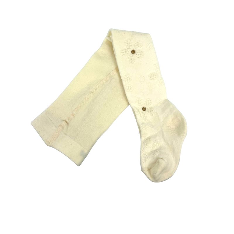 Fashion, accesorii si bijuterii - Copii - Lenjerie si pijamale copii - Sosete si dresuri copii - Dres cu floricele si ştrasuri pentru copii, crem 3-6 luni - Infinity.ro