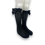 Fashion, accesorii si bijuterii - Copii - Lenjerie si pijamale copii - Sosete si dresuri copii - Sosete lungi monocrome cu fundite pentru copii, negru 4-5 ani - Infinity.ro