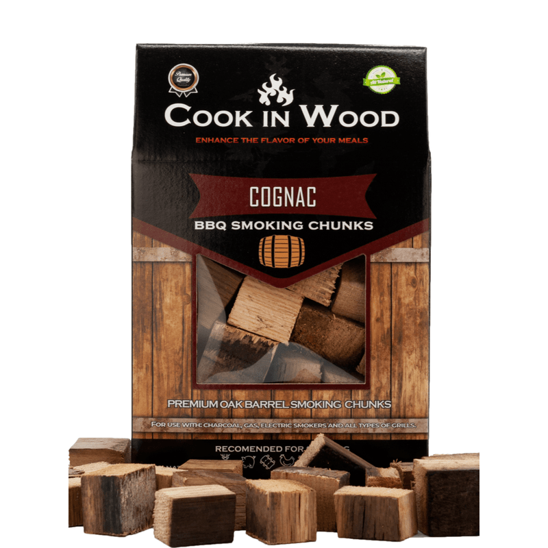 Casa si Gradina - Gradina si terasa - Gratare si accesorii - Accesorii gratare - Bucati de lemn pentru afumare din lemn de stejar, infuzat cu aroma de cognac, chunk-uri 1200 grame - Infinity.ro