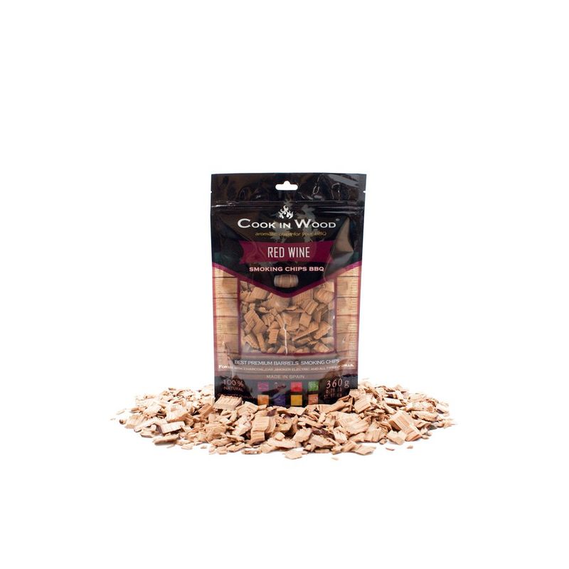 Casa si Gradina - Gradina si terasa - Gratare si accesorii - Accesorii gratare - Aschii pentru afumare din lemn de stejar, infuzat cu aroma de RED WINE, chips-uri 350 grame - Infinity.ro