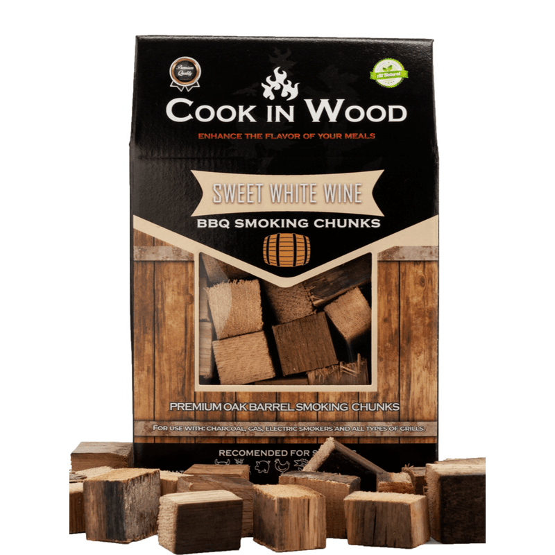 Casa si Gradina - Gradina si terasa - Gratare si accesorii - Accesorii gratare - Bucati de lemn pentru afumare din lemn de stejar, infuzat cu aroma de sweet white wine, chunk-uri 1200 grame - Infinity.ro