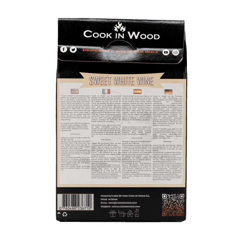 Casa si Gradina - Gradina si terasa - Gratare si accesorii - Accesorii gratare - Bucati de lemn pentru afumare din lemn de stejar, infuzat cu aroma de sweet white wine, chunk-uri 1200 grame - Infinity.ro