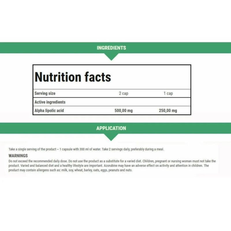 Ingrijire personala si Cosmetice - Sanatate si wellness - Suplimente alimentare - Vitamine si minerale - ALA (Acid alfa-lipoic) 250mg 60 Capsule, Trec Nutrition - Infinity.ro