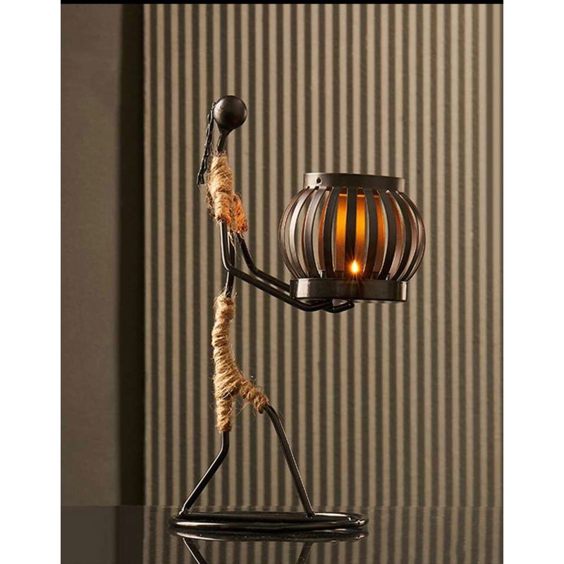 Casa si Gradina - Decoratiuni - Aromaterapie si lumanari - Lumanari si candele - Suport de lumanare, figura creativa, fier, negru, 27 cm - Infinity.ro