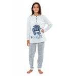 Fashion, accesorii si bijuterii - Copii - Lenjerie si pijamale copii - Pijamale copii - Pijamale fete Gary L40014 152 CM Alb/Albastru - Infinity.ro