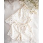 Fashion, accesorii si bijuterii - Copii - Imbracaminte copii - Treninguri si compleuri copii - Compleu de vara din muselina crem cu buline multicolore 98 cm - Infinity.ro