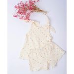Fashion, accesorii si bijuterii - Copii - Imbracaminte copii - Treninguri si compleuri copii - Compleu de vara din muselina crem cu buline multicolore 98 cm - Infinity.ro