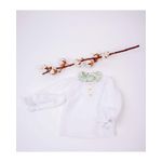 Fashion, accesorii si bijuterii - Copii - Imbracaminte copii - Bluze si camasi copii - Bluza din in cu maneca lunga bufanta si guler cu imprimeu floral albastru 104 cm - Infinity.ro