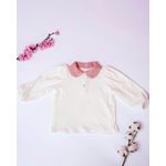 Fashion, accesorii si bijuterii - Copii - Imbracaminte copii - Bluze si camasi copii - Bluza din jersey de bumbac cu guler roz pudat din bumbac dantelat 92 cm - Infinity.ro