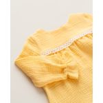 Fashion, accesorii si bijuterii - Copii - Imbracaminte copii - Bluze si camasi copii - Bluza din muselina galbena cu dantela 68 cm - Infinity.ro
