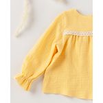 Fashion, accesorii si bijuterii - Copii - Imbracaminte copii - Bluze si camasi copii - Bluza din muselina galbena cu dantela 68 cm - Infinity.ro